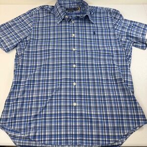 Polo Ralph Lauren Mens Classic Fit Short Sleeve Plaid Button Down Shirt Large